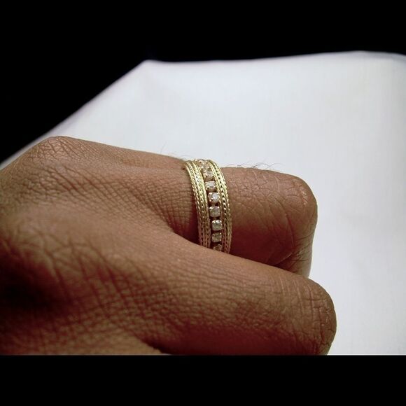 Simulated Diamond 14 K Yellow Gold Sterling Silver ring Woman Jewelry - Picture 9 of 14